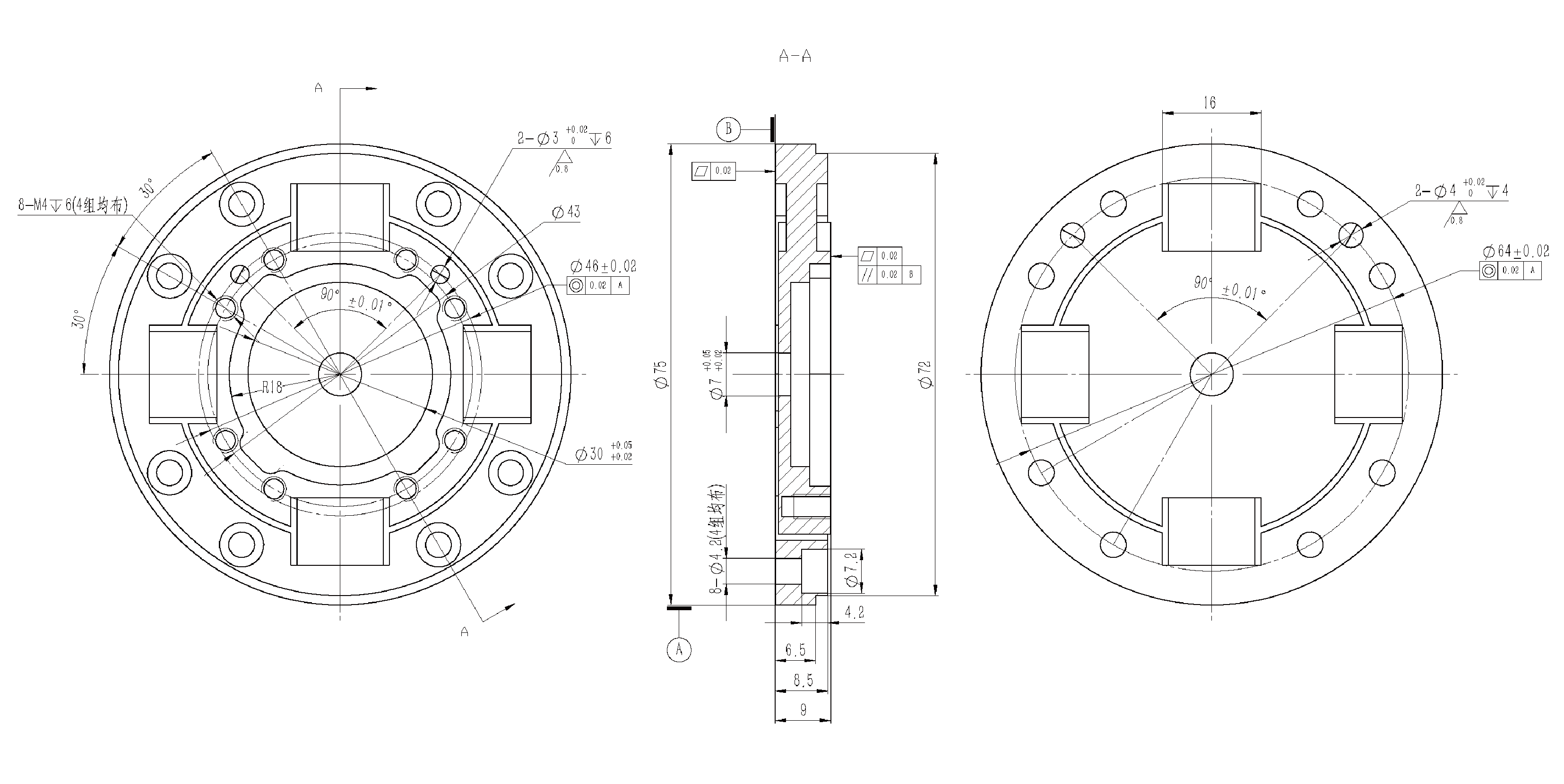 【供货图】关节扭矩传感器KWR75N60 直径75mm 量程60Nm